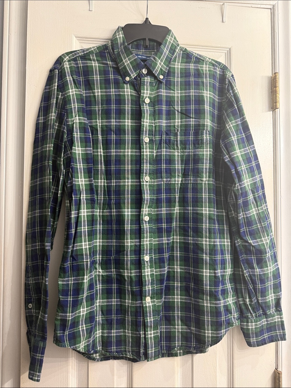 Men's Green & Blue Plaid Button-Down Shirt size  M